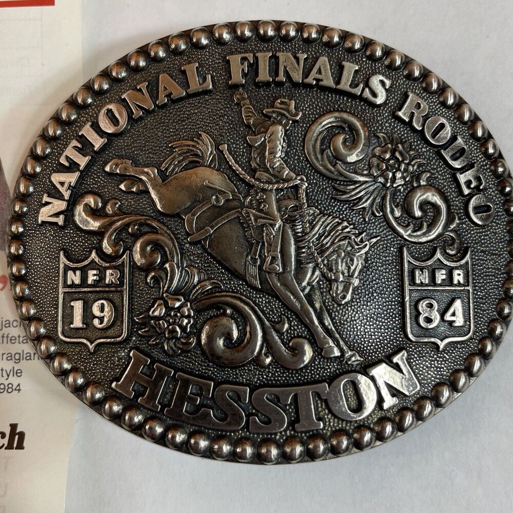 NOS 1984 Hesston National Finals Rodeo Belt Buckle W/order Form